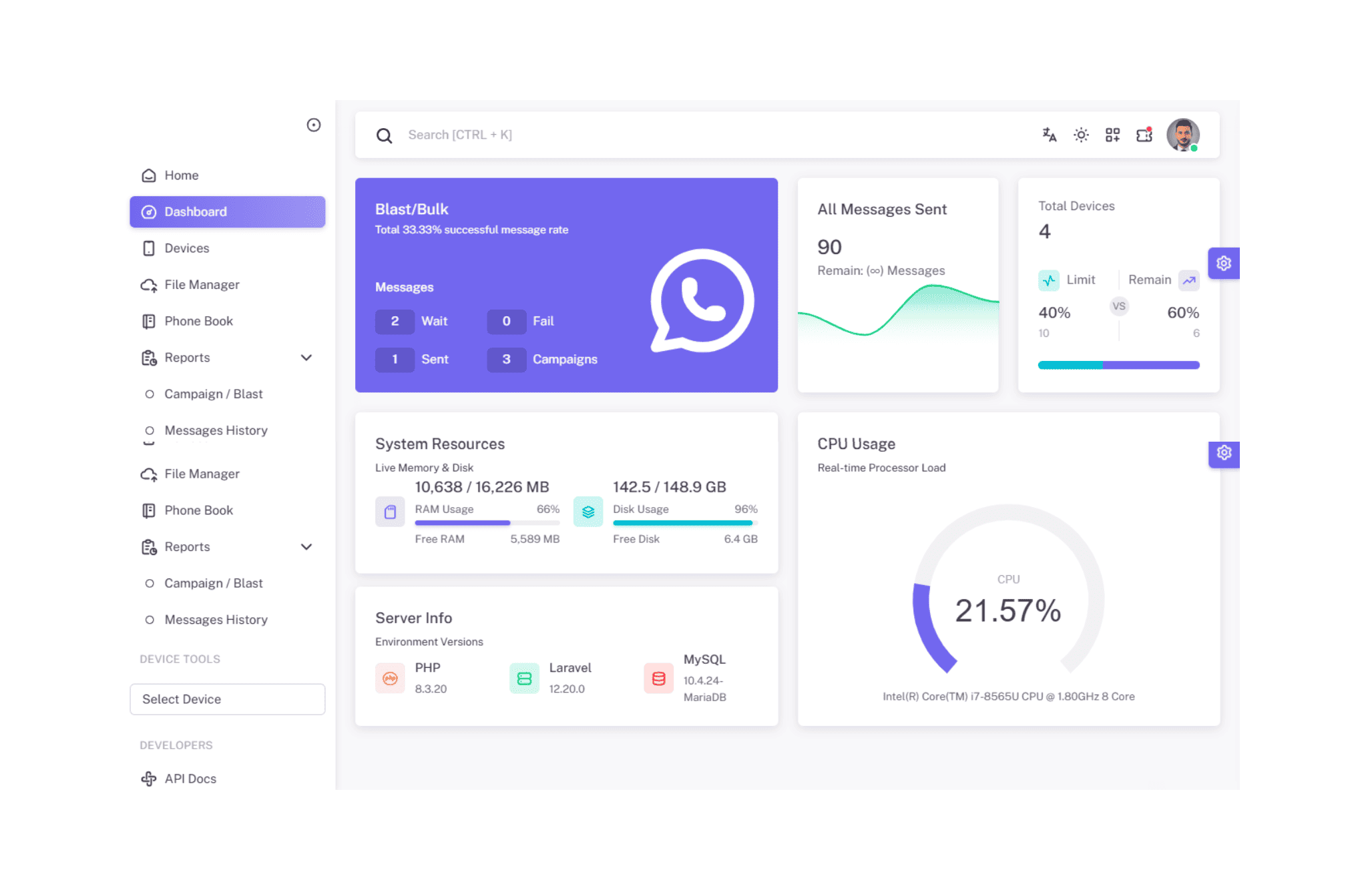 hero dashboard